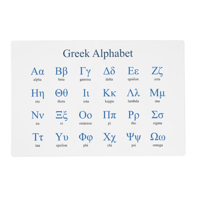 Greek Alphabet Placemat (Front)