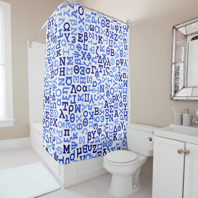 Greek alphabet shower curtain (In Situ)