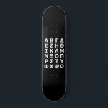 Greek Alphabet Skateboard<br><div class="desc">Elleniko Alphaveto.
Globe Trotters specialises in idiosyncratic imagery from around the globe. Here you will find unique Greeting Cards, Postcards, Posters, Mousepads and more.</div>