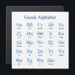 Greek Alphabet Square Magnetic Card<br><div class="desc">Lower and upper case greek letters with their names. Vector object with custom colors for title,  letters and letter names. Custom background color.</div>