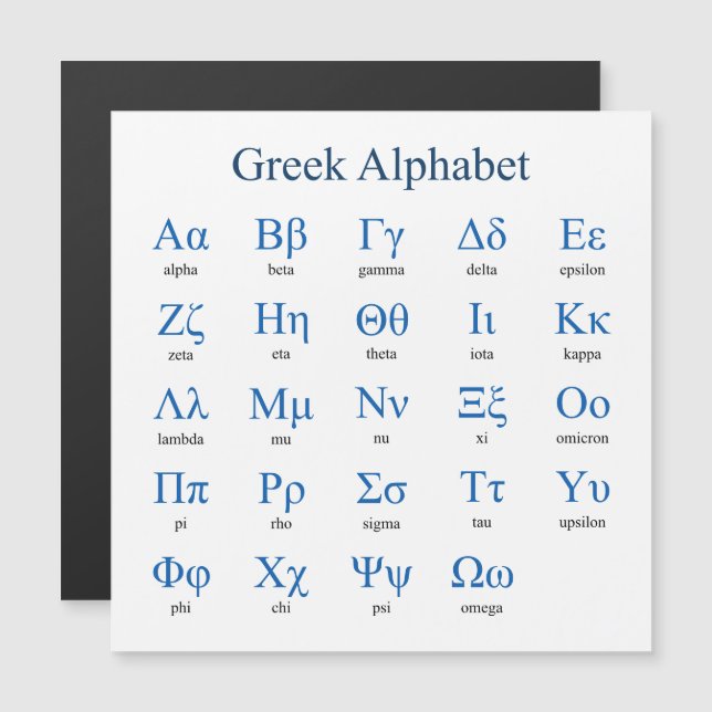 Greek Alphabet Square Magnetic Card (Front/Back)