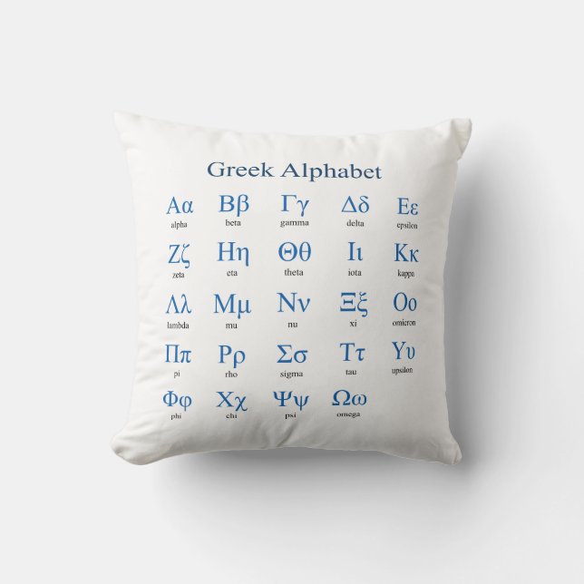 Greek Alphabet Square Throw Pillow (Front)