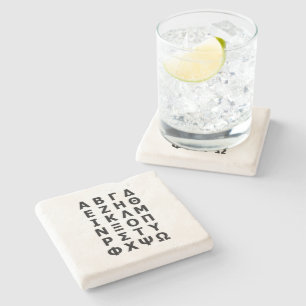 Greek Alphabet Stone Coaster