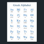 Greek Alphabet Vertical Poster<br><div class="desc">Lower and upper case greek letters with their names. Vector object with custom colors for title,  letters and letter names. Custom background color.</div>