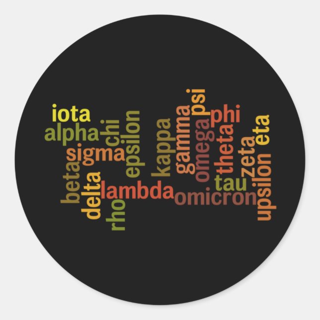 Greek Alphabet (Word Cloud) Classic Round Sticker (Front)