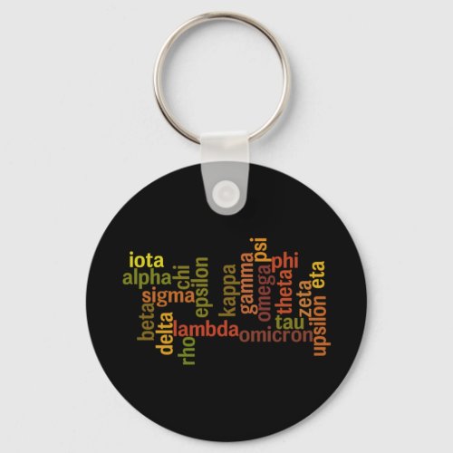 Greek Alphabet Word Cloud Keychain