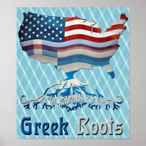 Greek American Flags Poster