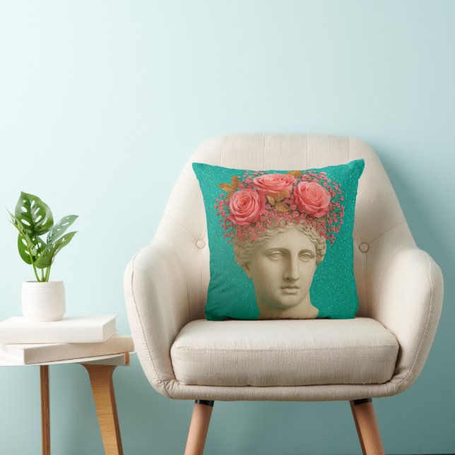 Greek Ancient Woman Pillow. Throw Pillow (Chair)