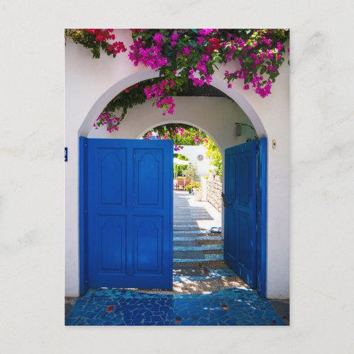 Greek and Turkish Style Blue Door Postcard