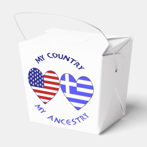 Greek and USA Flags Hearts Country Ancestry Favor Boxes