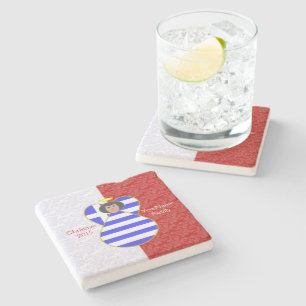Greek Angel Black Hair Dressed in Flag Stone Coaster