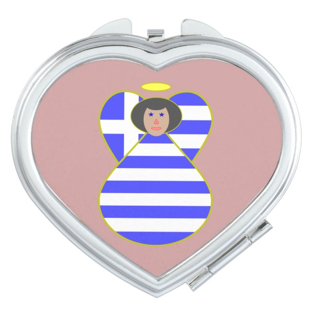 Greek Angel with Black Hair Compact Mirror (Front)