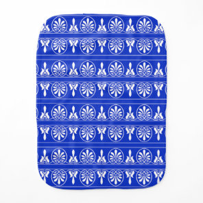 Greek Arabesque Mediterranean Pattern Blue Baby Burp Cloth