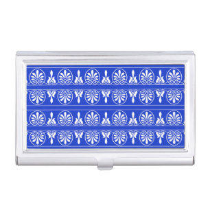 Greek Arabesque Mediterranean Pattern Blue Business Card Case