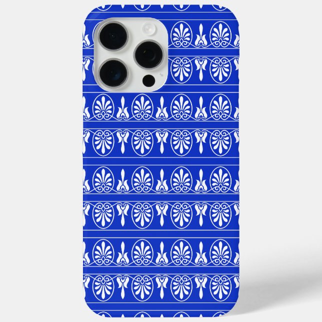 Greek Arabesque Mediterranean Pattern Blue Case-Mate iPhone Case (Back)