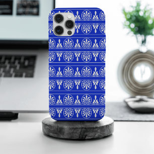 Greek Arabesque Mediterranean Pattern Blue iPhone 15 Pro Max Case