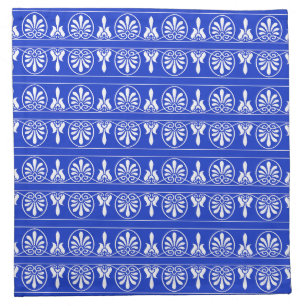 Greek Arabesque Mediterranean Pattern Blue Cloth Napkin