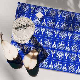 Greek Arabesque Mediterranean Pattern Blue Cloth Placemat