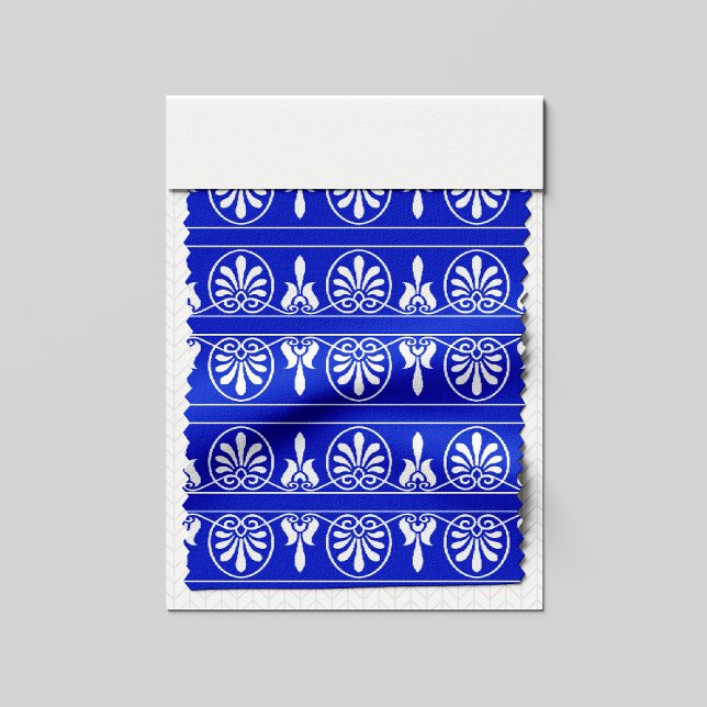Greek Arabesque Mediterranean Pattern Blue Fabric (Creator Uploaded)