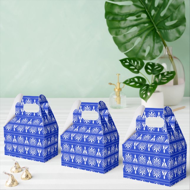 Greek Arabesque Mediterranean Pattern Blue Favor Boxes (Multiple)