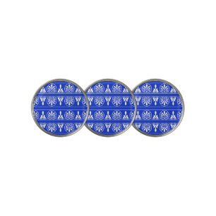 Greek Arabesque Mediterranean Pattern Blue Golf Ball Marker