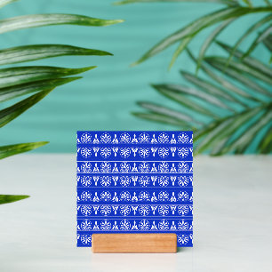 Greek Arabesque Mediterranean Pattern Blue Holder