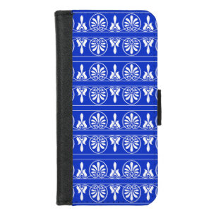 Greek Arabesque Mediterranean Pattern Blue iPhone 8/7 Wallet Case