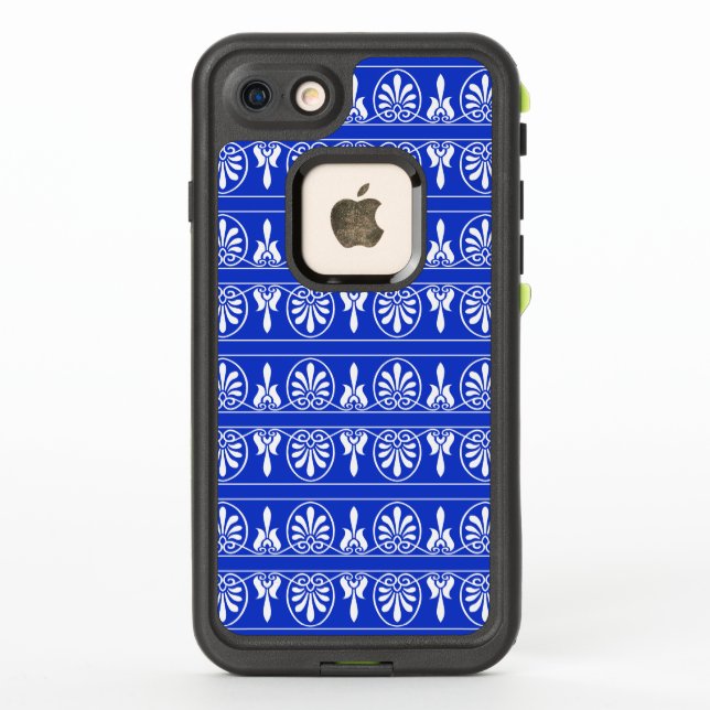 Greek Arabesque Mediterranean Pattern Blue LifeProof iPhone Case (Back)