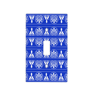 Greek Arabesque Mediterranean Pattern Blue Light Switch Cover