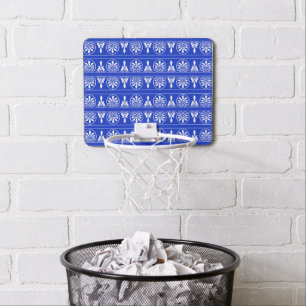 Greek Arabesque Mediterranean Pattern Blue Mini Basketball Hoop