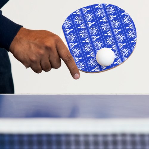 Greek Arabesque Mediterranean Pattern Blue Ping Pong Paddle
