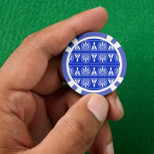 Greek Arabesque Mediterranean Pattern Blue Poker Chips