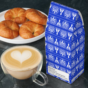 Greek Arabesque Mediterranean Pattern Blue Roasted Coffee