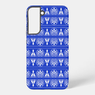 Greek Arabesque Mediterranean Pattern Blue Samsung Galaxy S22+ Case