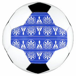 Greek Arabesque Mediterranean Pattern Blue Soccer Ball