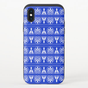 Greek Arabesque Mediterranean Pattern Blue iPhone XS Slider Case