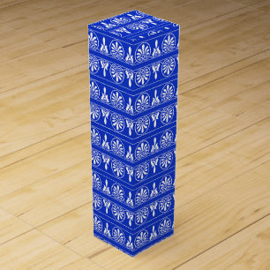 Greek Arabesque Mediterranean Pattern Blue Wine Box
