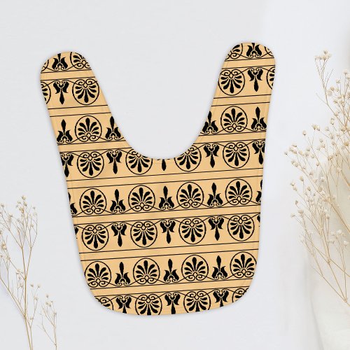 Greek Arabesque Mediterranean Pattern Brown Baby Bib