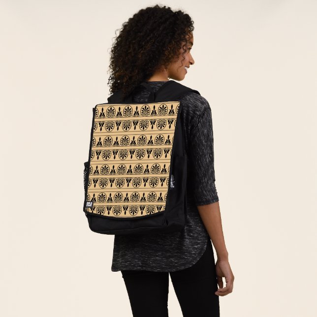 Greek Arabesque Mediterranean Pattern Brown Backpack (Worn)
