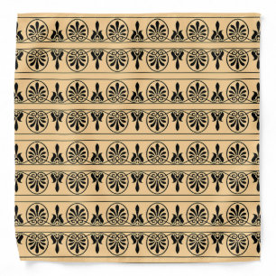 Greek Arabesque Mediterranean Pattern Brown Bandana