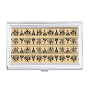 Greek Arabesque Mediterranean Pattern Brown Business Card Case