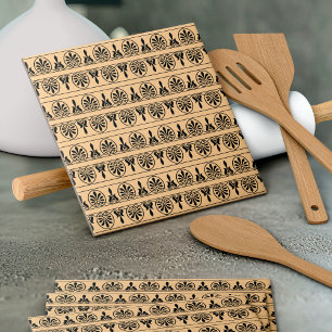 Greek Arabesque Mediterranean Pattern Brown Ceramic Tile