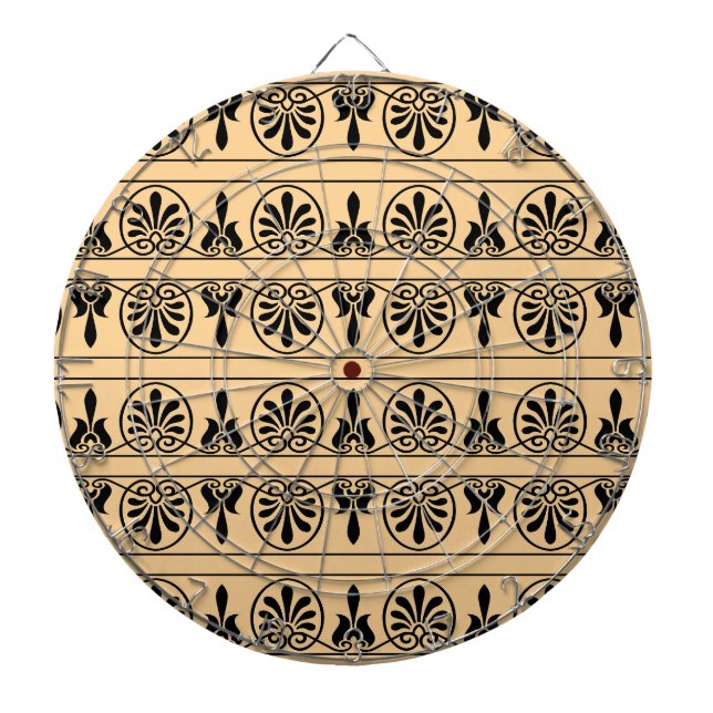 Greek Arabesque Mediterranean Pattern Brown Dart Board (Front)
