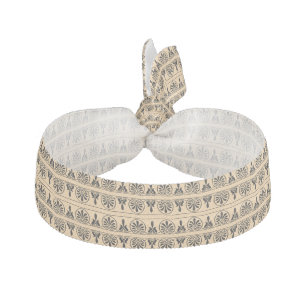Greek Arabesque Mediterranean Pattern Brown Elastic Hair Tie