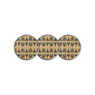 Greek Arabesque Mediterranean Pattern Brown Golf Ball Marker