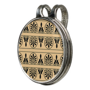Greek Arabesque Mediterranean Pattern Brown Golf Hat Clip