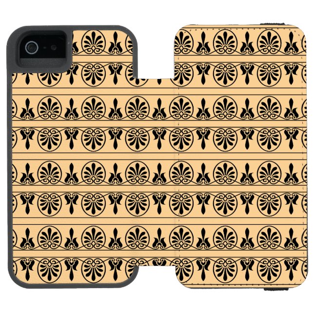 Greek Arabesque Mediterranean Pattern Brown Incipio iPhone Wallet Case (Folio Open)