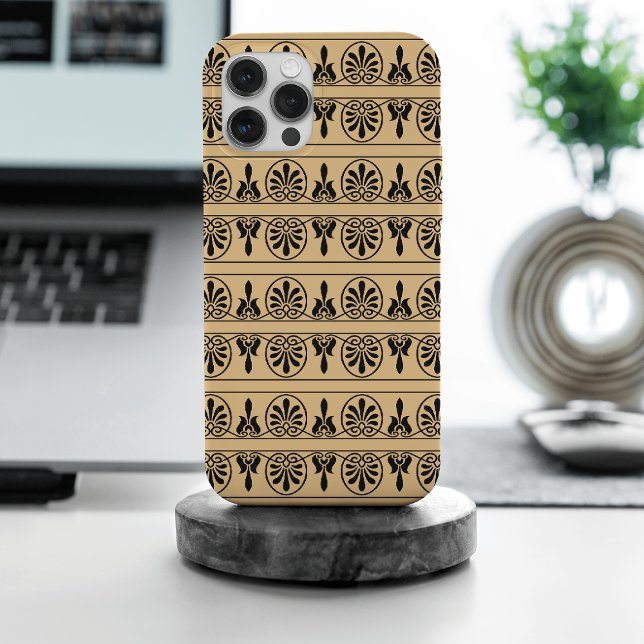 Greek Arabesque Mediterranean Pattern Brown Iphone Case (Creator Uploaded)