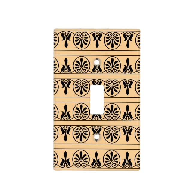 Greek Arabesque Mediterranean Pattern Brown Light Switch Cover (Front)