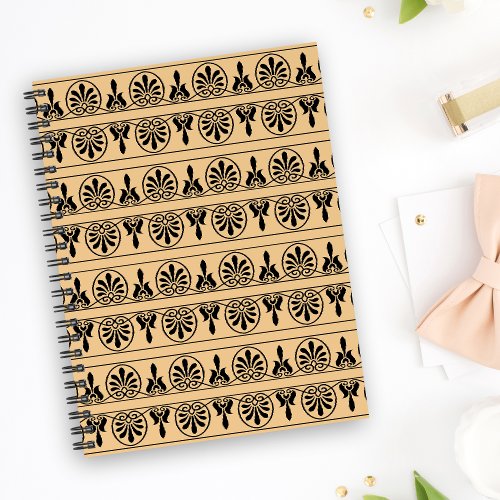 Greek Arabesque Mediterranean Pattern Brown Notebook